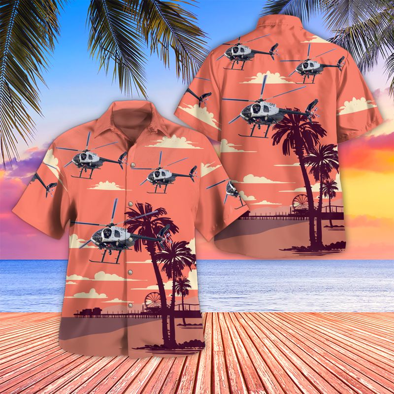 City of Oakland Police Dept McDonnell Douglas Helicopter MD369E N510PD California Hawaiian Shirt – Hothot