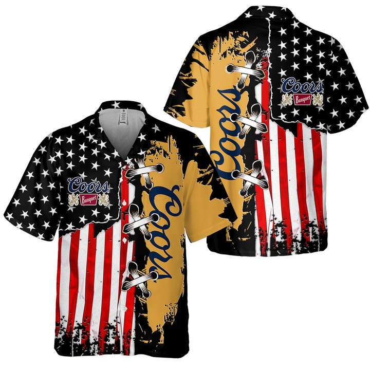 Coors Banquet American Flag Hawaiian Shirt – Hothot