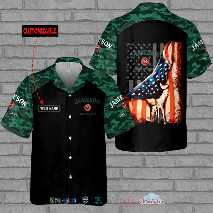 Jameson Irish Whiskey US Flag Custom Name Hawaiian Shirt – Hothot