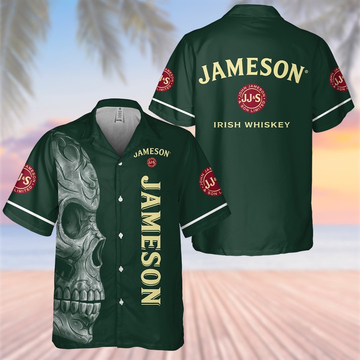 Jameson Irish Whiskey Skull Aloha Shirt – Hothot