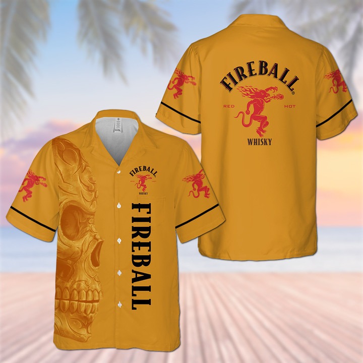 Fireball Cinnamon Whisky Skull Hawaiian Shirt – Hothot