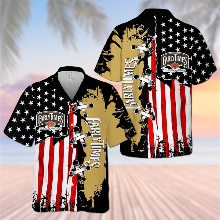 Early Times Whiskey American Flag Hawaiian Shirt – Hothot