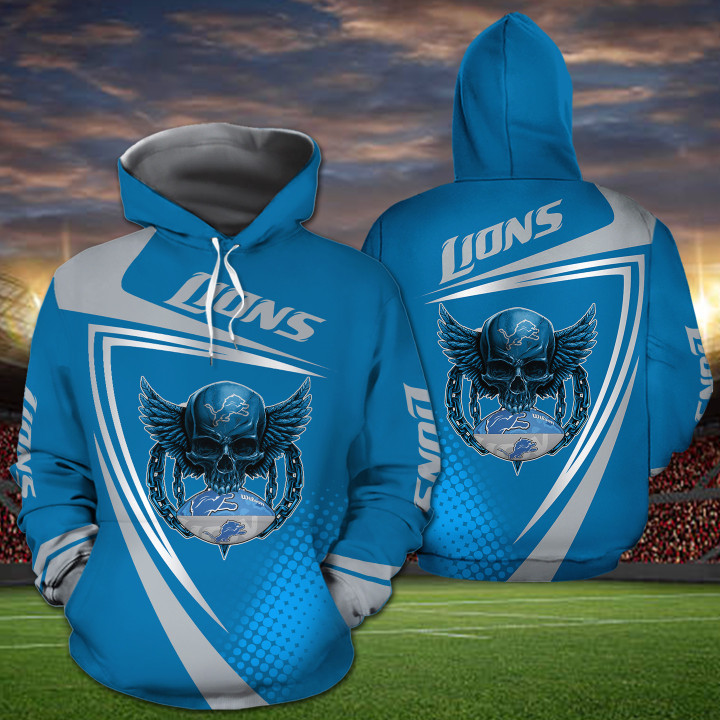 Detroit Lions NFL Skull Sporty 3D All Over Print Shirt – Hothot