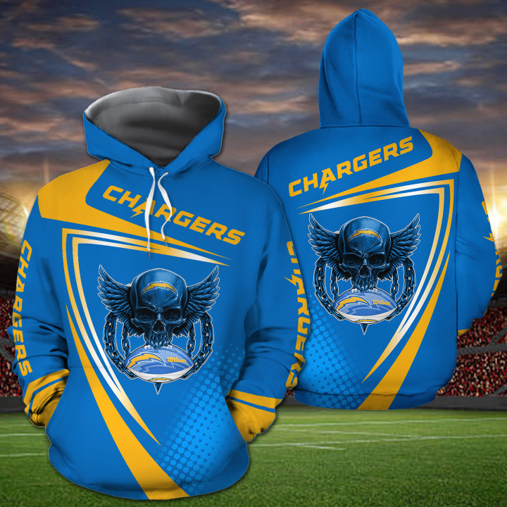 Los Angeles Chargers NFL Skull Sporty 3D All Over Print Shirt – Hothot