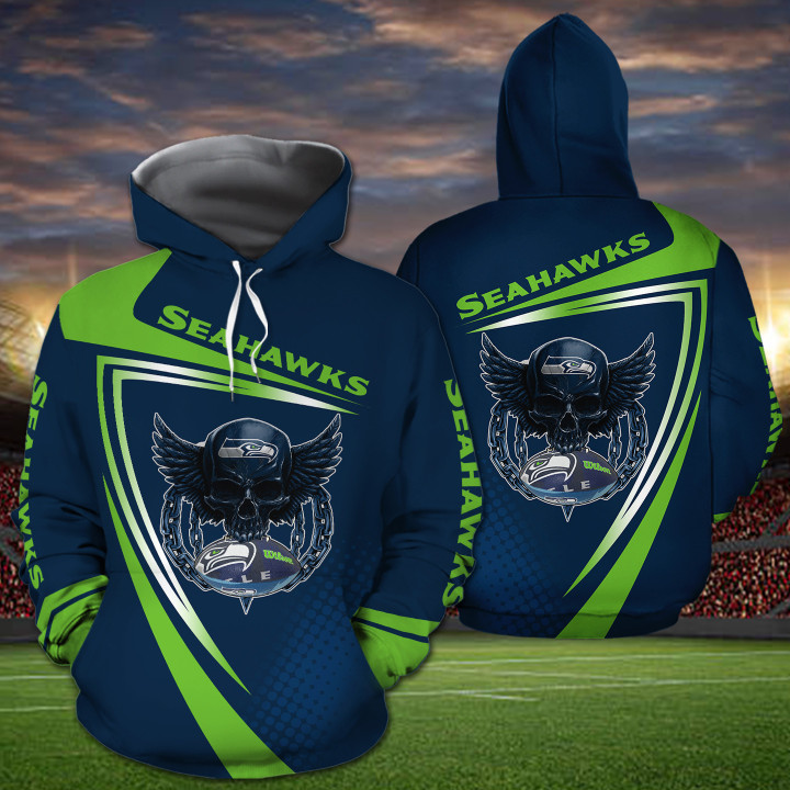 Seattle Seahawks NFL Skull Sporty 3D All Over Print Shirt – Hothot