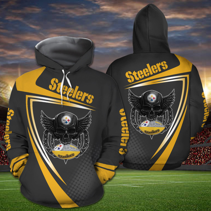 Pittsburgh Steelers NFL Skull Sporty 3D All Over Print Shirt – Hothot