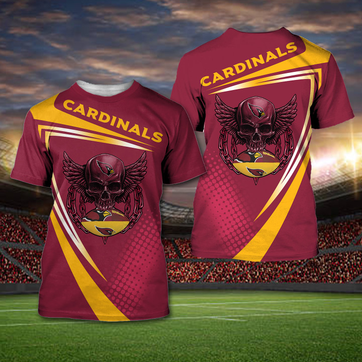Arizona Cardinals NFL Skull Sporty 3D All Over Print Shirt – Hothot