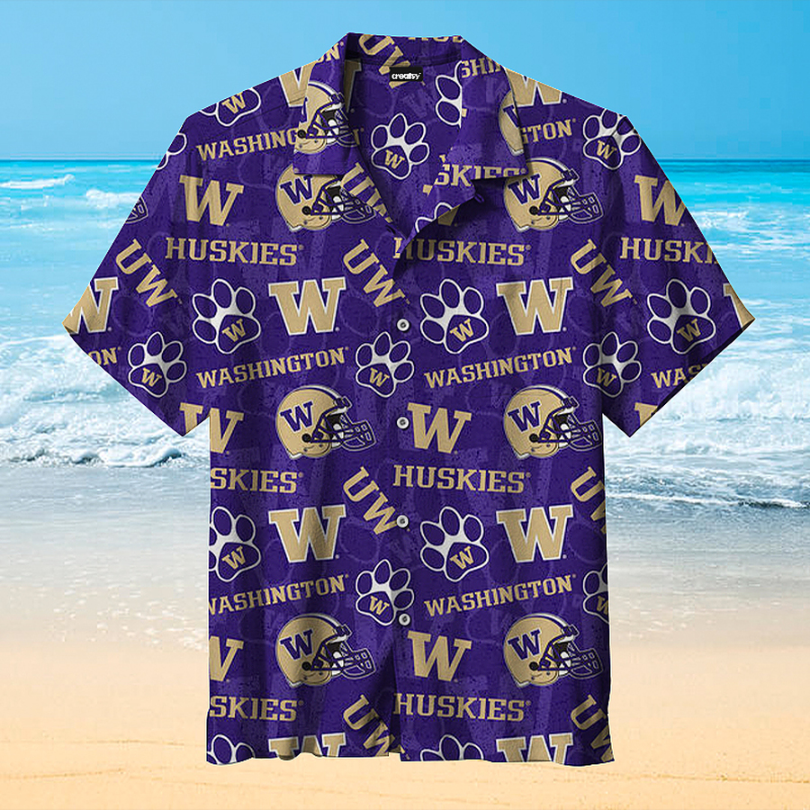 University Of Washington Vintage Hawaiian Shirt 3D All Over Print Men Women Unisex Model 182 – Hothot