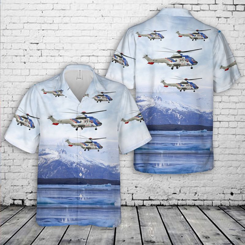 Iceland Icelandic Coast Guard Arospatiale AS 332L1 Super Puma Hawaiian Shirt – Hothot