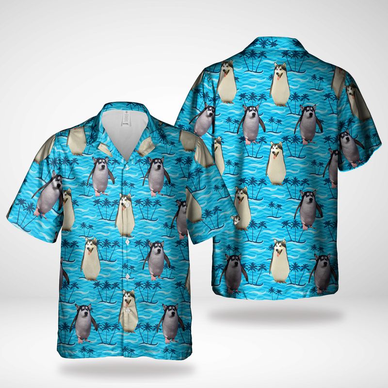 Penguin Husky Dog Face Funny Hawaiian Shirt – Hothot