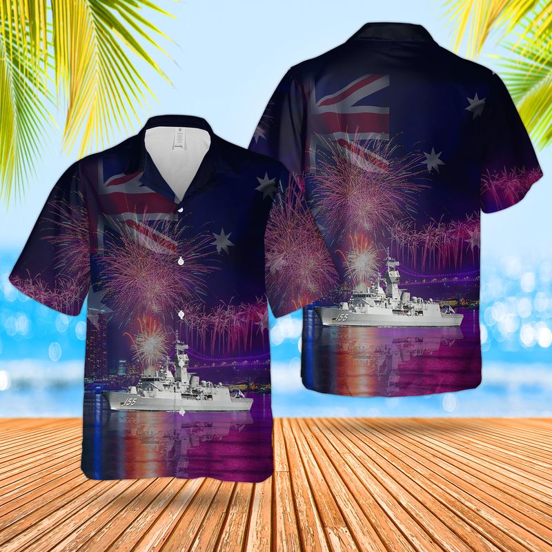 Royal Australian Navy RAN HMAS Ballarat FFH 155 Anzac-class Frigate Hawaiian Shirt – Hothot