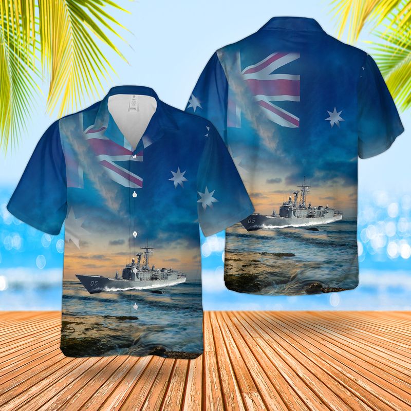 Royal Australian Navy RAN HMAS Melbourne FFG 05 Adelaide-class frigate Hawaiian Shirt – Hothot