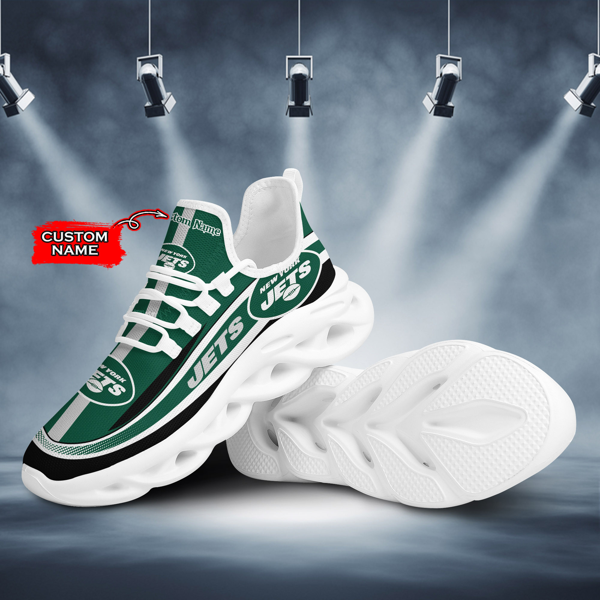 Custom Name New York Jets NFL Logo New Add Max Soul Shoes Men