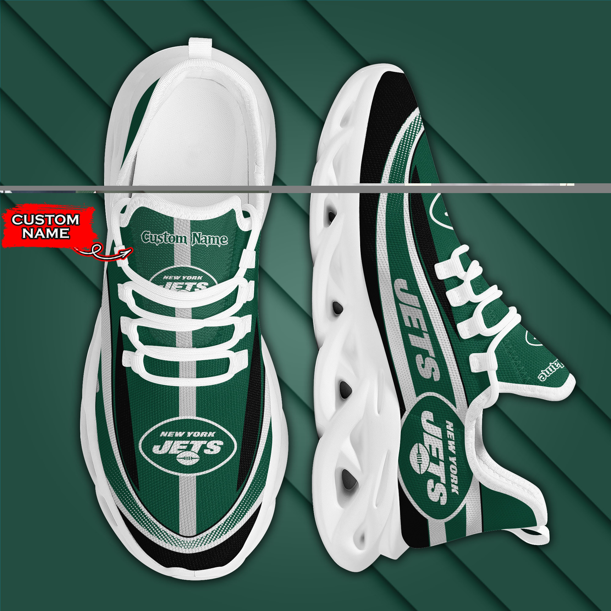 Custom Name New York Jets NFL Logo New Add Max Soul Shoes Men