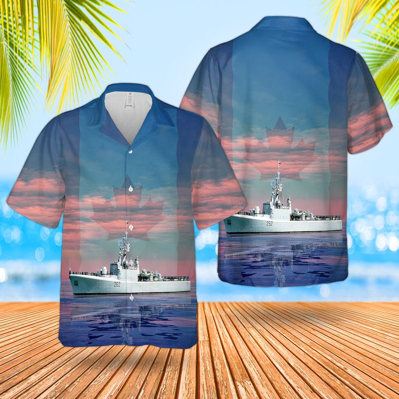 Royal Canadian Navy RCN HMCS Saskatchewan DDE 262 Mackenzie-class destroyer Hawaiian Shirt – Hothot