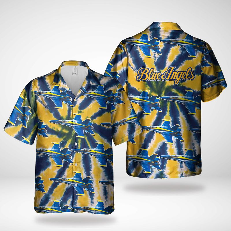 US Navy Blue Angels F/A-18E Super Hornets Tie Dye Hawaiian Shirt – Hothot