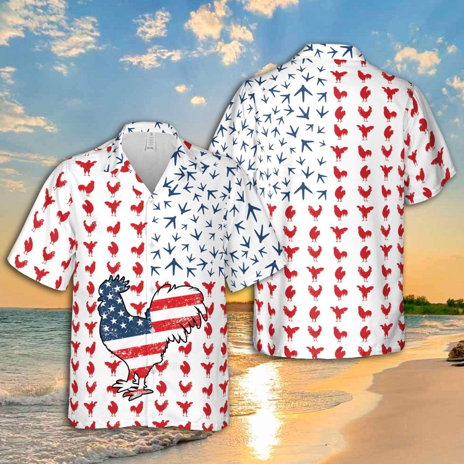 4th July Rooster American Flag Hawaiian Shirt For Men Women – Hothot