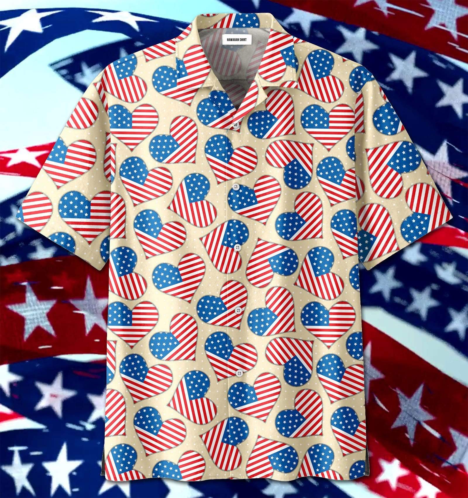 4th Of July Patriotism Us Flag Heart Pattern Hawaiian Shirt For Men Women – Hothot