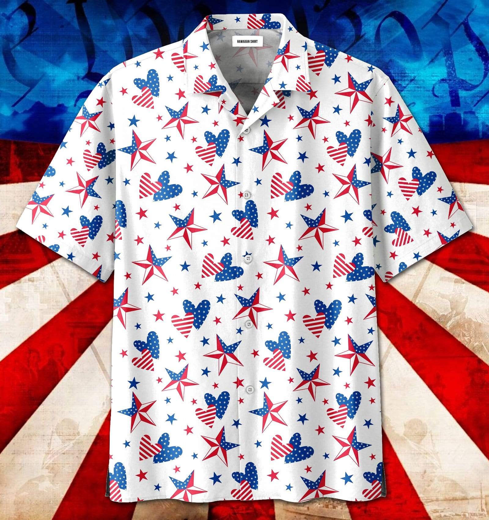 4th Of July Star Heart Us Flag Patriotism Hawaiian Aloha Shirt For Men Women – Hothot