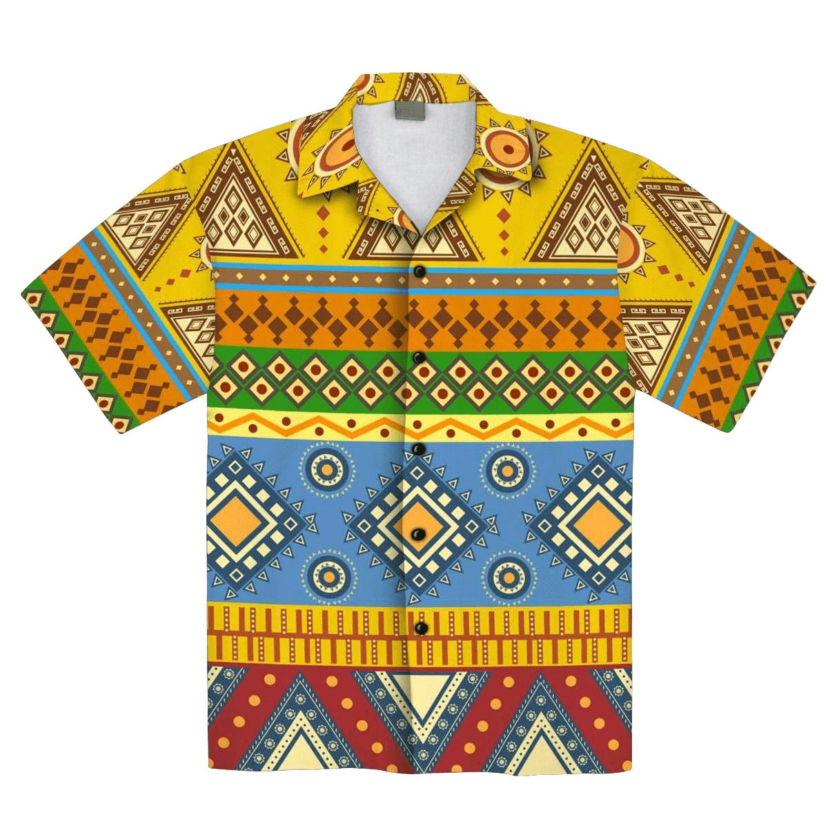 Africanpattern Yellow Tropical Hawaiian Aloha Shirt For Men Women – Hothot