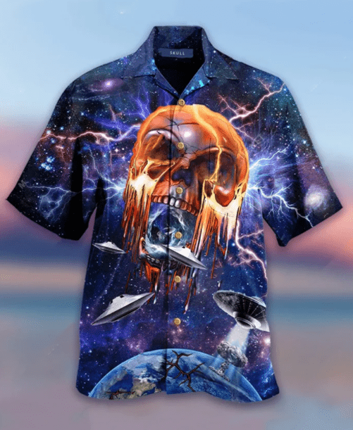 Ailen Skull In The Galaxy Space Hawaiian Aloha Shirt For Men Women – Hothot