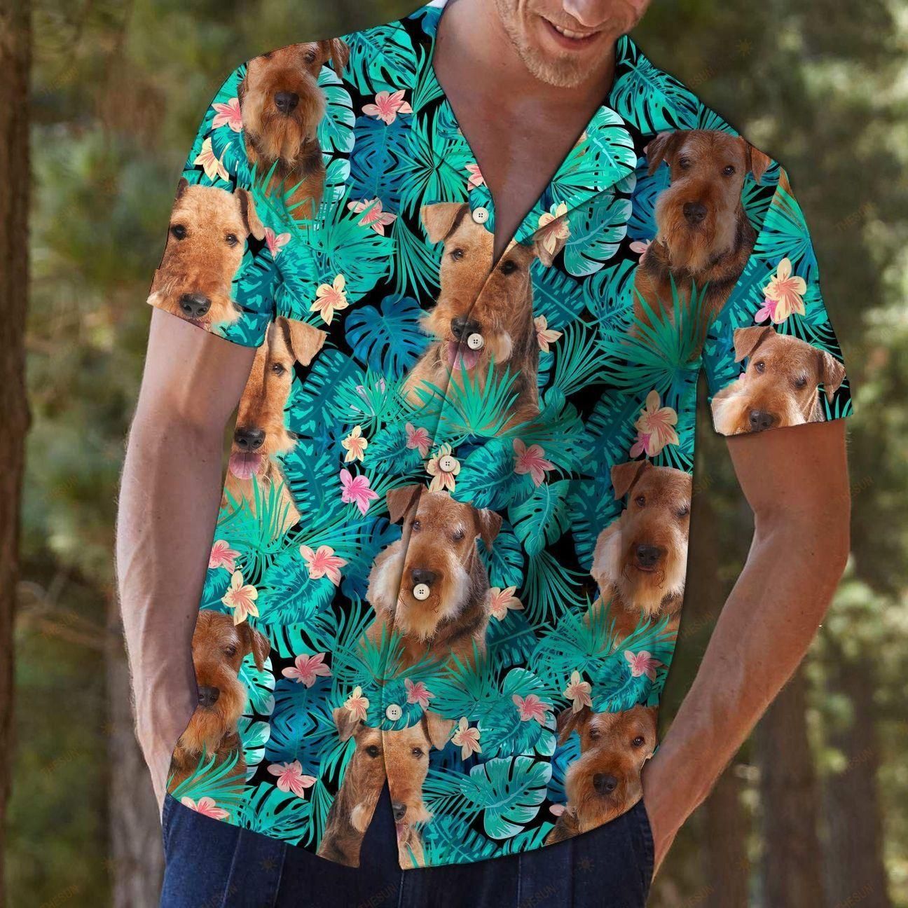 Airedale Terrier Tropical Green Amazing Design Hawaiian Shirt For Men Women – Hothot