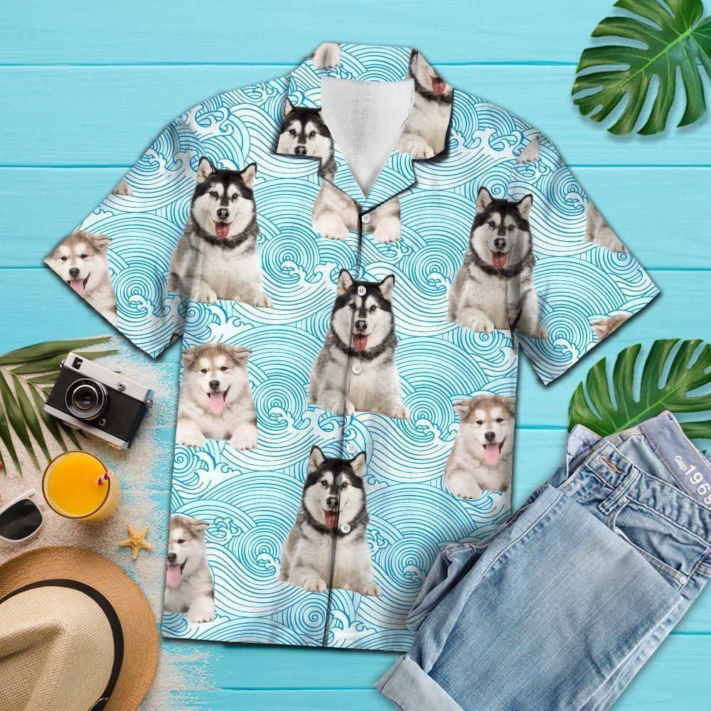Alaskan Malamute Waves Blue Nice Design Hawaiian Shirt For Men Women – Hothot