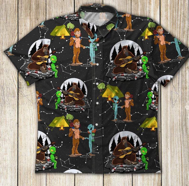 Alien Bigfoot Go Camping Hawaiian Shirt For Camper For Men Women – Hothot