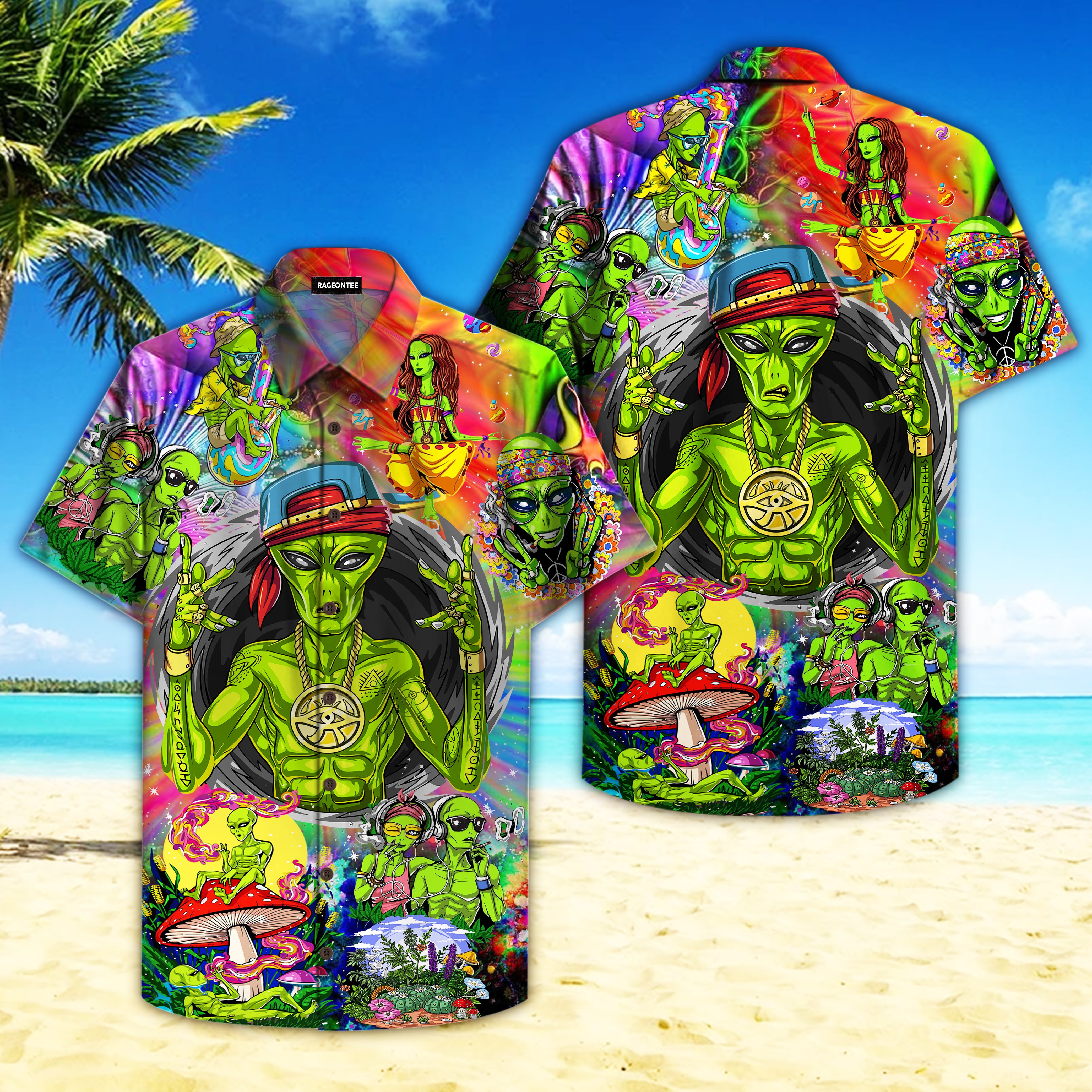 Alien Hippie Hawaiian Shirt For Men Women – Hothot