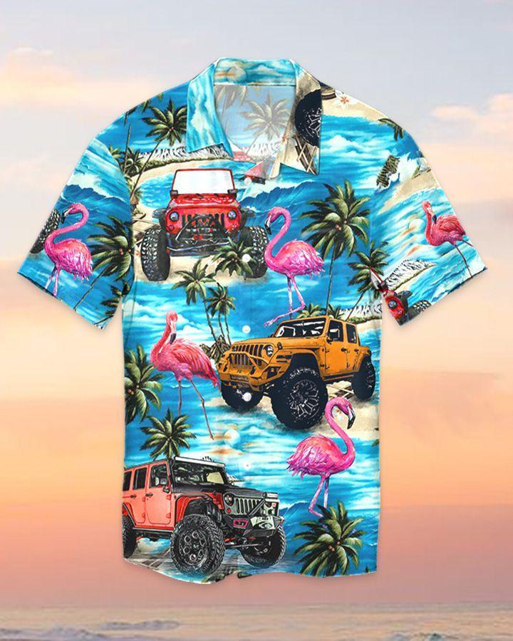 Aloha Jeep Flamingo Blue Tropical Beach Hawaiian Shirt For Men Women – Hothot