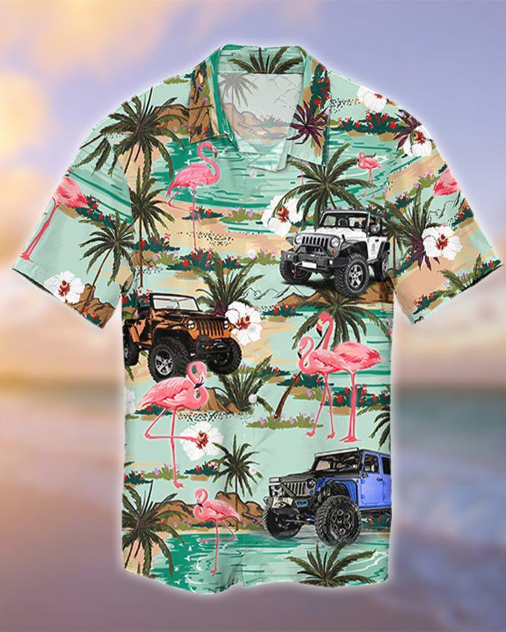 Aloha Jeep Flamingo Tropical Hawaiian Shirt For Men Women – Hothot