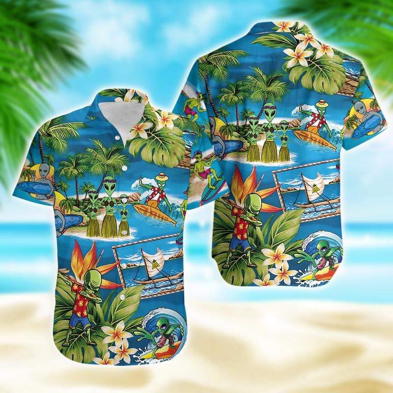 Amazing Alien Summer Tropical Hawaiian Aloha Shirt For Men Women – Hothot