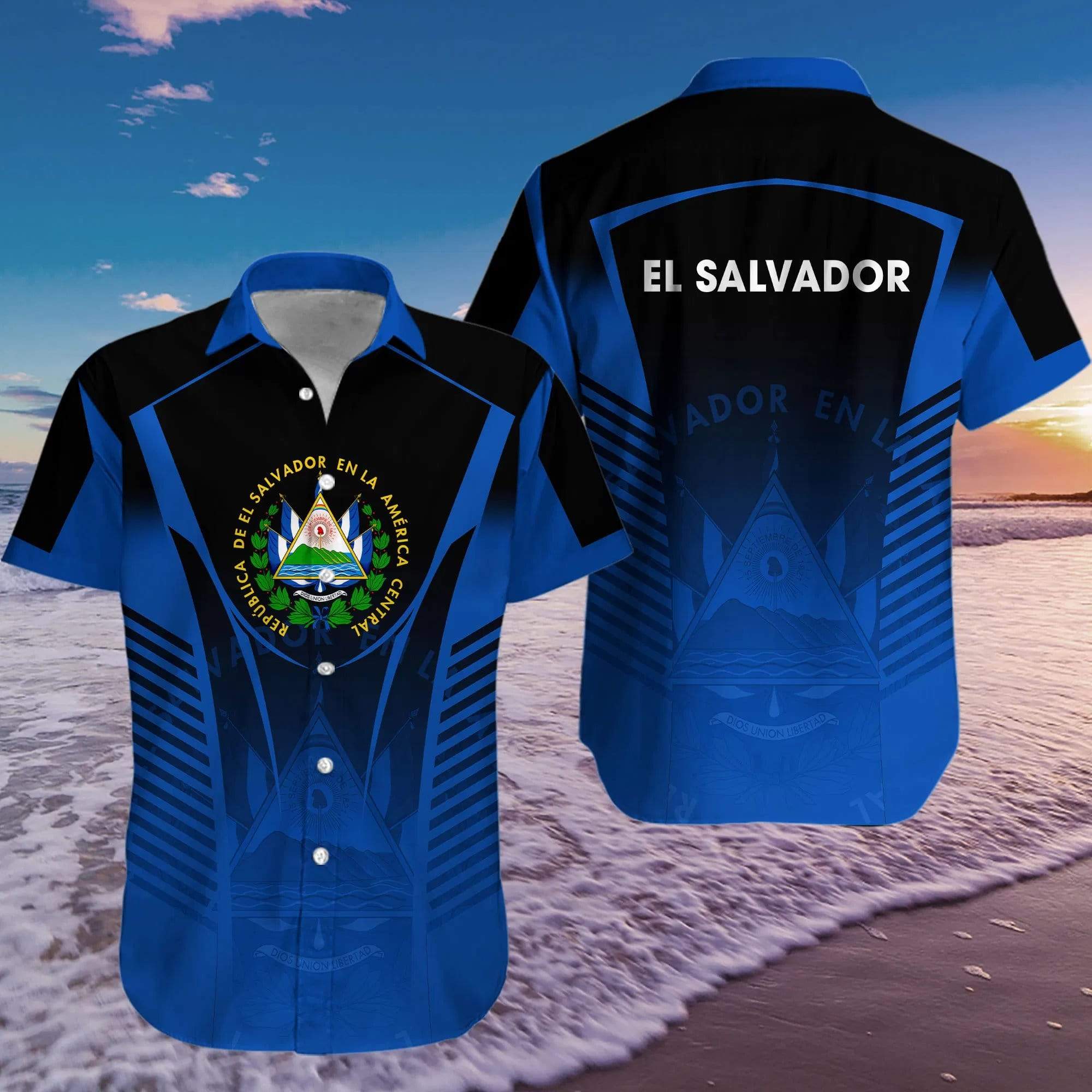 Amazing El Salvador America Navy Pattern Hawaiian Shirt For Men Women – Hothot