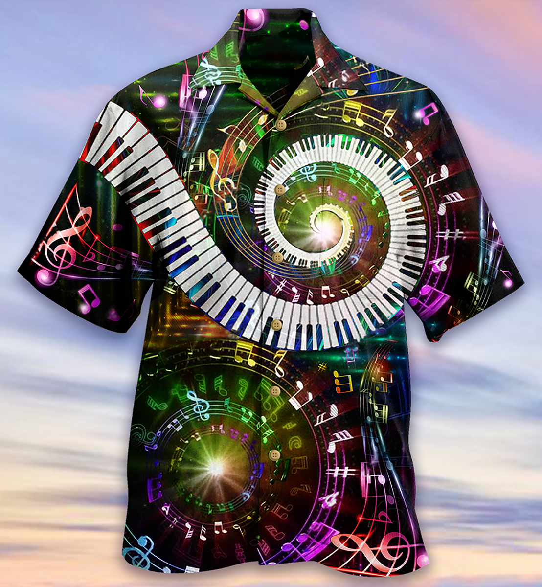 Galaxy Piano Keyboard Hawaiian Aloha Shirt Music Lover For Men Women – Hothot