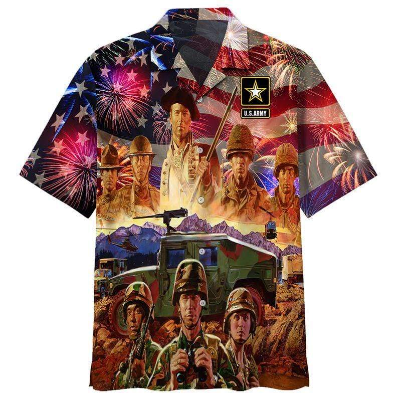 Independence Day Us Army Veteran Firework Veteran Hawaiian Shirt For Men Women – Hothot
