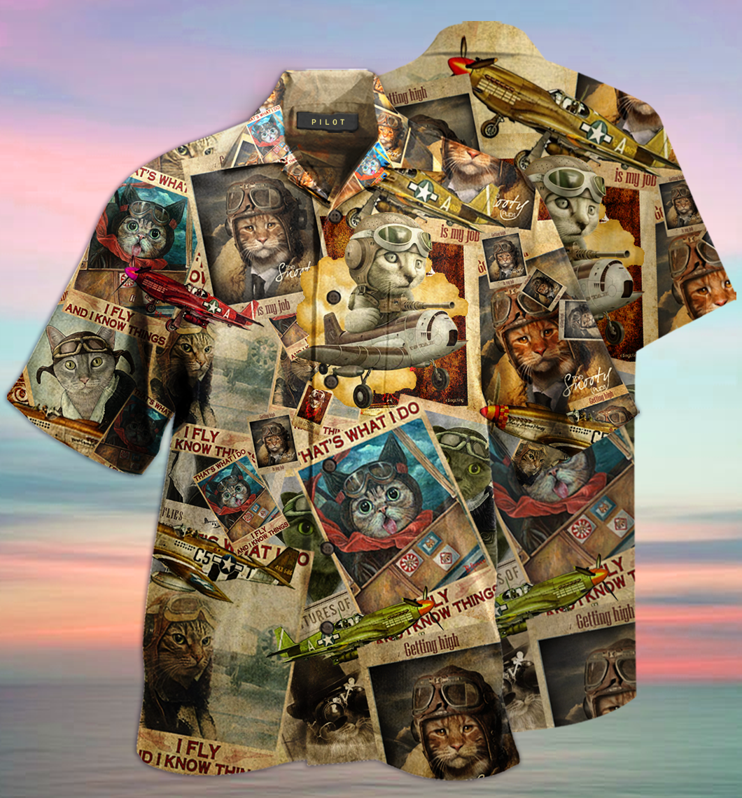 Pilot Cat Hawaiian Shirt For Men Women – Hothot