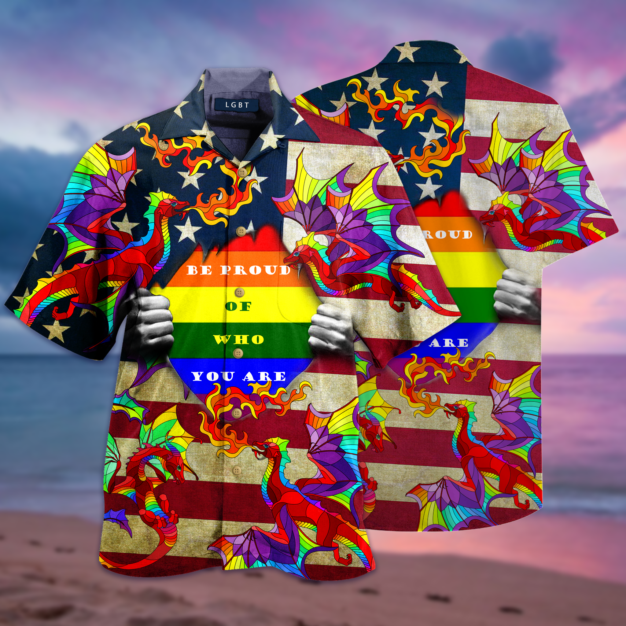 Rainbow Dragon Hawaiian Shirt For Men Women – Hothot