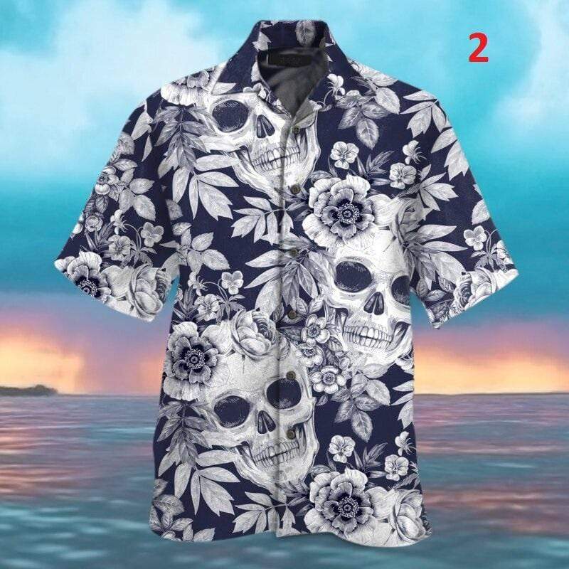 Skull Floral Hawaiian Aloha Shirt Beach Trip For Men Women – Hothot
