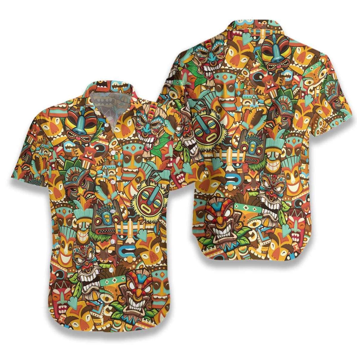 Tiki Pattern Hawaiian Aloha Shirt For Men Women – Hothot