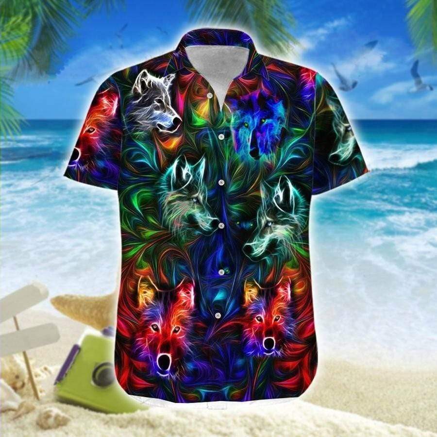 Wolf Neon Hawaiian Shirt For Men Women – Hothot