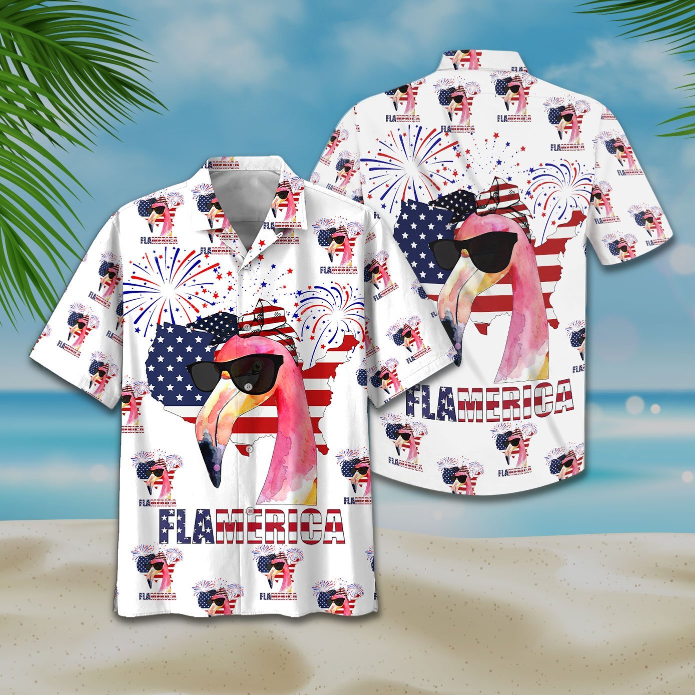 America Flag Flamingo Hawaiian Shirt For Men Women – Hothot