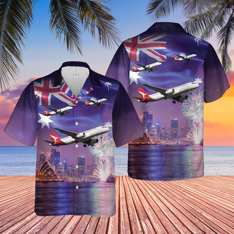 Australia QantasLink Network Aviation Airbus A320-232 Australia Day Hawaiian Shirt – Hothot