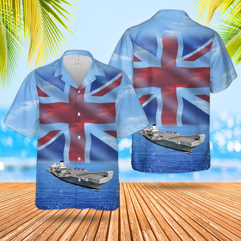 Royal Navy RN HMS Queen Elizabeth R08 Queen Elizabeth-class aircraft carrier Hawaiian Shirt – Hothot