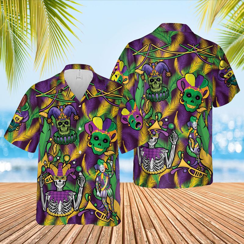 Clown Skull Happy Mardi Gras Hawaiian Shirt – Hothot