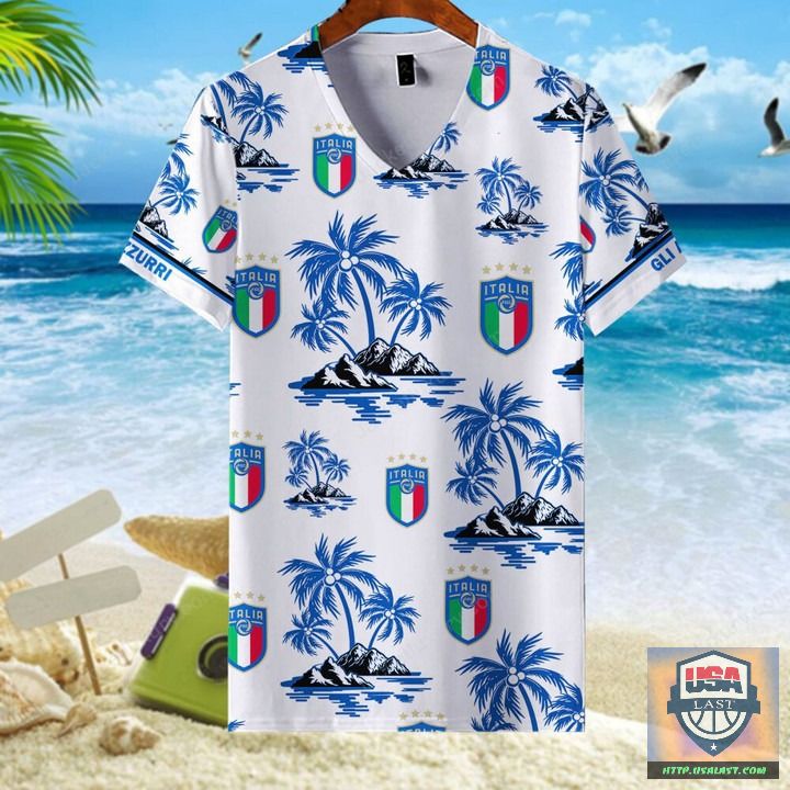Italy National Football Team Tropical Vneck TShirt – Hothot