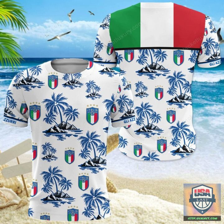 Italy National Football Team Tropical 3D All Over Print Shirt 7