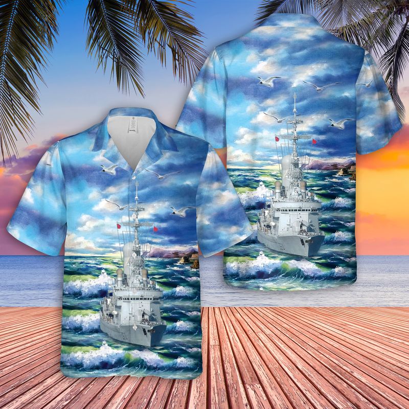 French Navy Frigate Cassard D 614 Cassard-class Frigate Hawaiian Shirt – Hothot