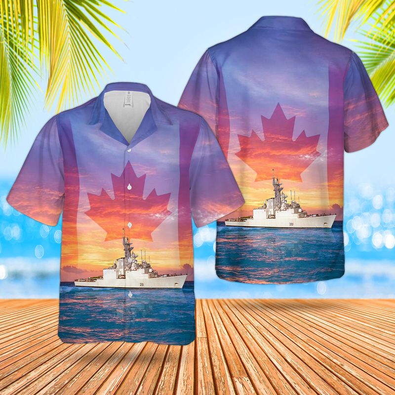 Royal Canadian Navy  RCN HMCS Huron DDG 281 Iroquois-class Guided Missile Destroyer Hawaiian Shirt – Hothot