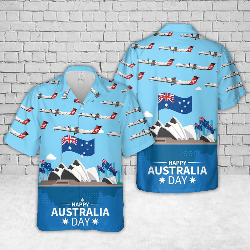 Australia QantasLink De Havilland Canada Dash 8-400 Australia Day Hawaiian Shirt – Hothot
