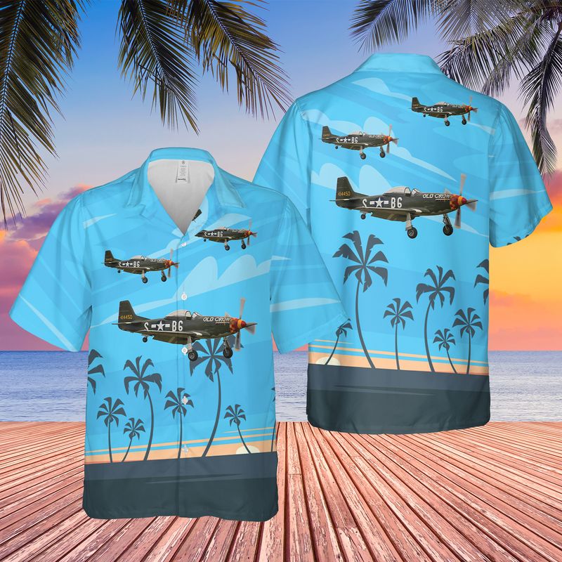 US Air Force North American P-51D Mustang N167F 44-73877 Old Crow Hawaiian Shirt – Hothot